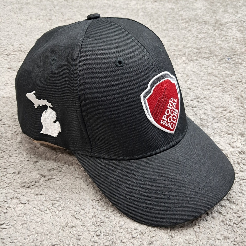 Sport & Social Club Michigan State Embroidery Black Baseball Cap Adjustable Hat